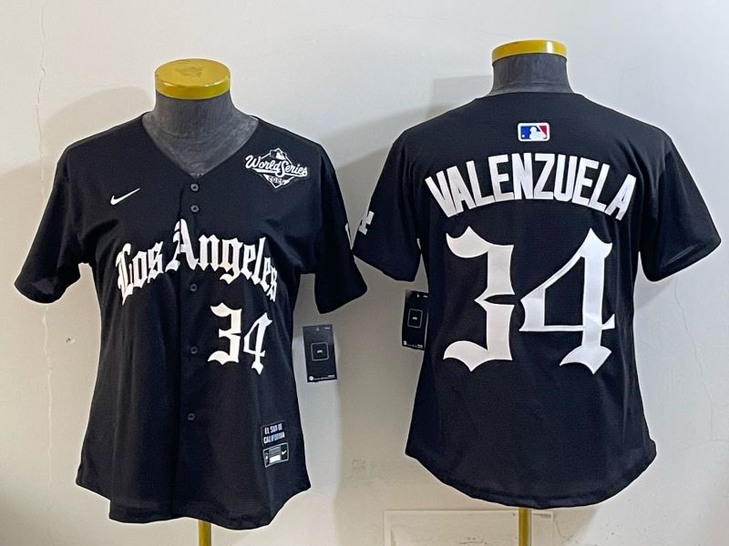 Women Los Angeles Dodgers #34 Valenzuela Black 5th Jointly Name 2026 Nike MLB Jersey style 05->women mlb jersey->Women Jersey